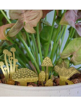 NWT! 2 PC SET!! Another Studio Houseplant Brass Decorations: Mushrooms